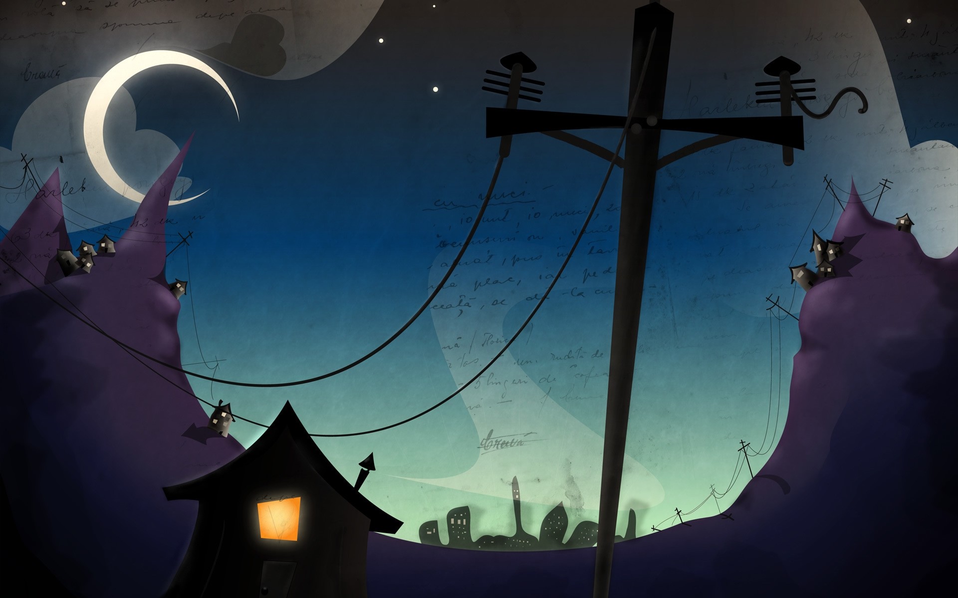 мультфильмы луна могила кладбище свет хэллоуин силуэт небо дом