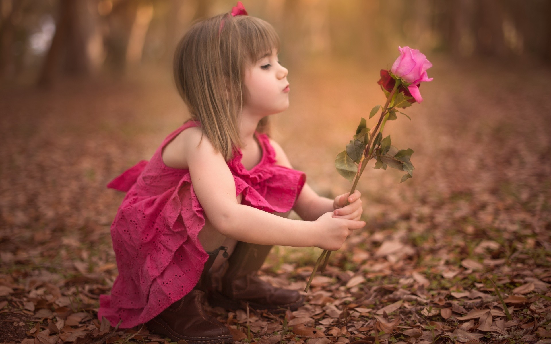 дети ребенок природа девушка на открытом воздухе цветок парк осень