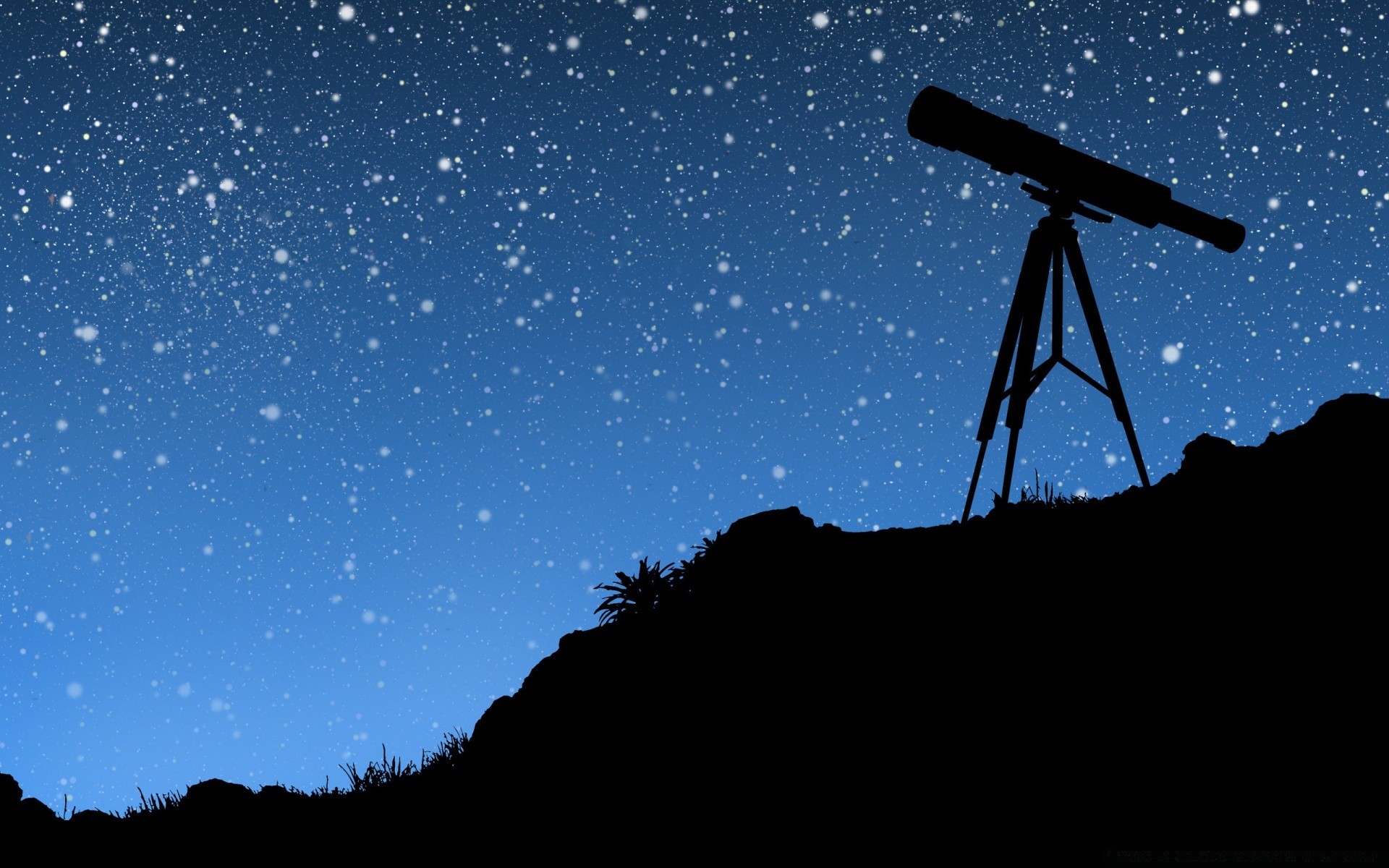 векторная графика телескоп разведка силуэт небо астрономия пейзаж обсерватория луна наука закат технология энергии горы подсветкой сумрак