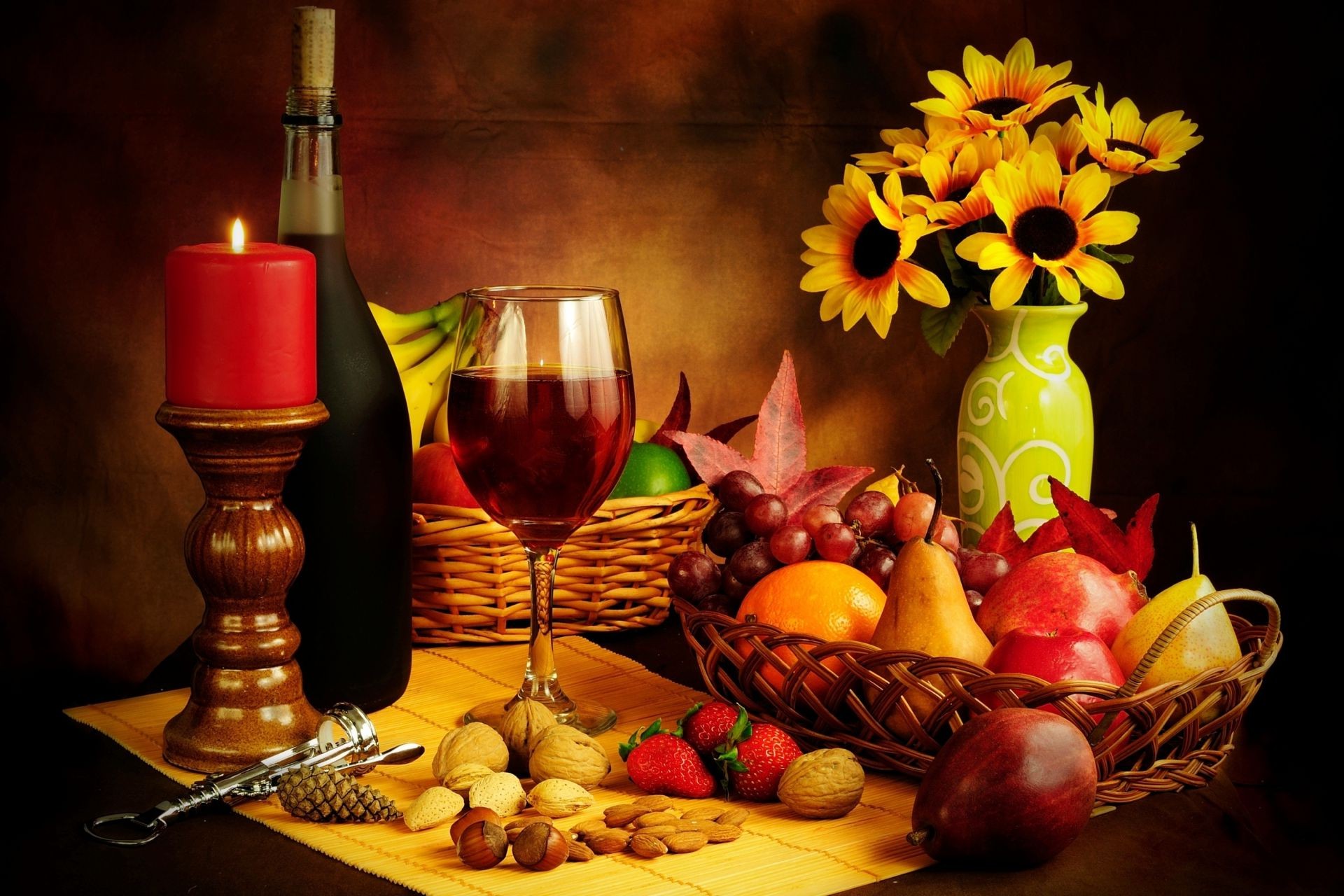 еда и напитки вина натюрморт свеча фрукты яблоко еда стекло виноград