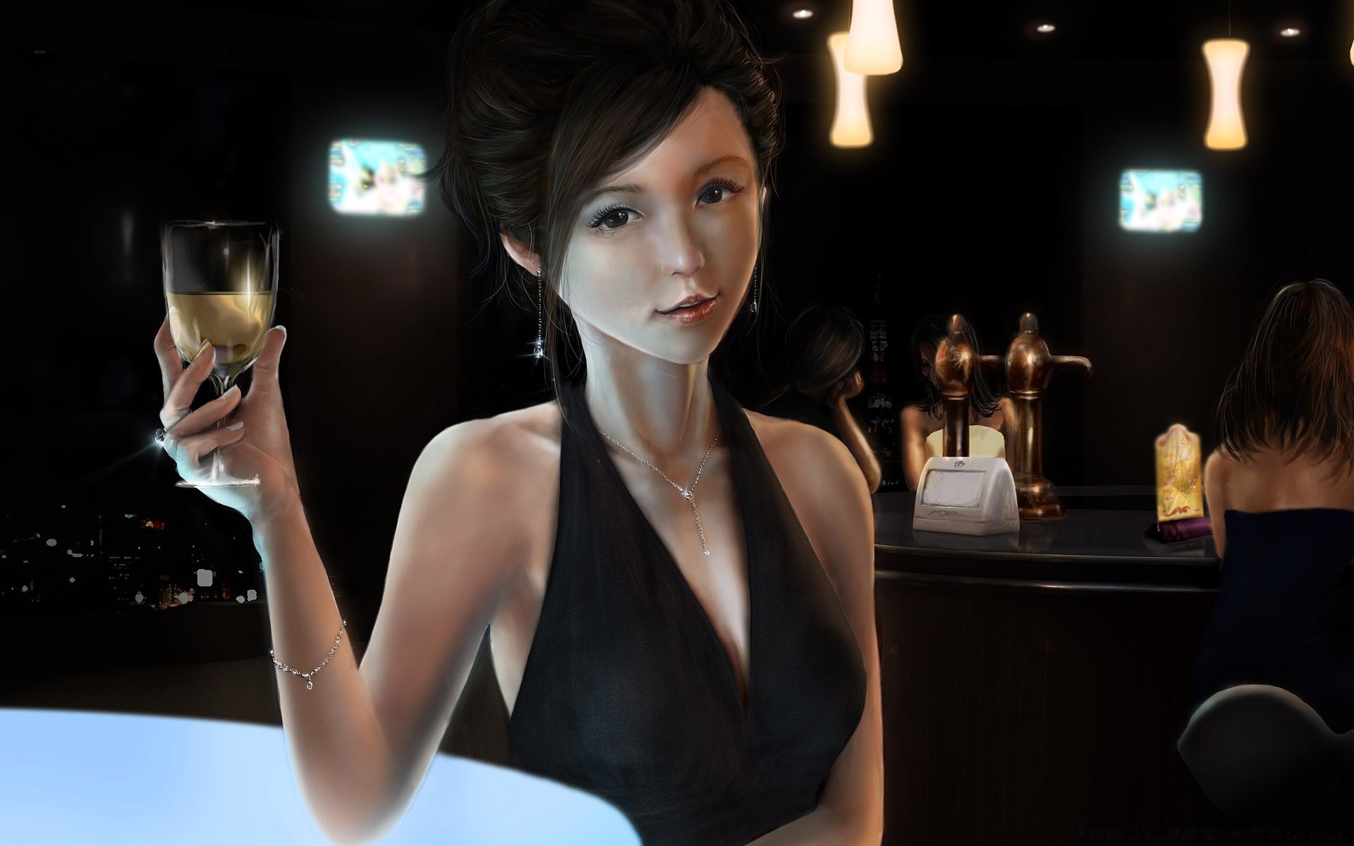 фэнтези женщина в помещении мода бар вина взрослый бизнес один шампанское пить гламур портрет