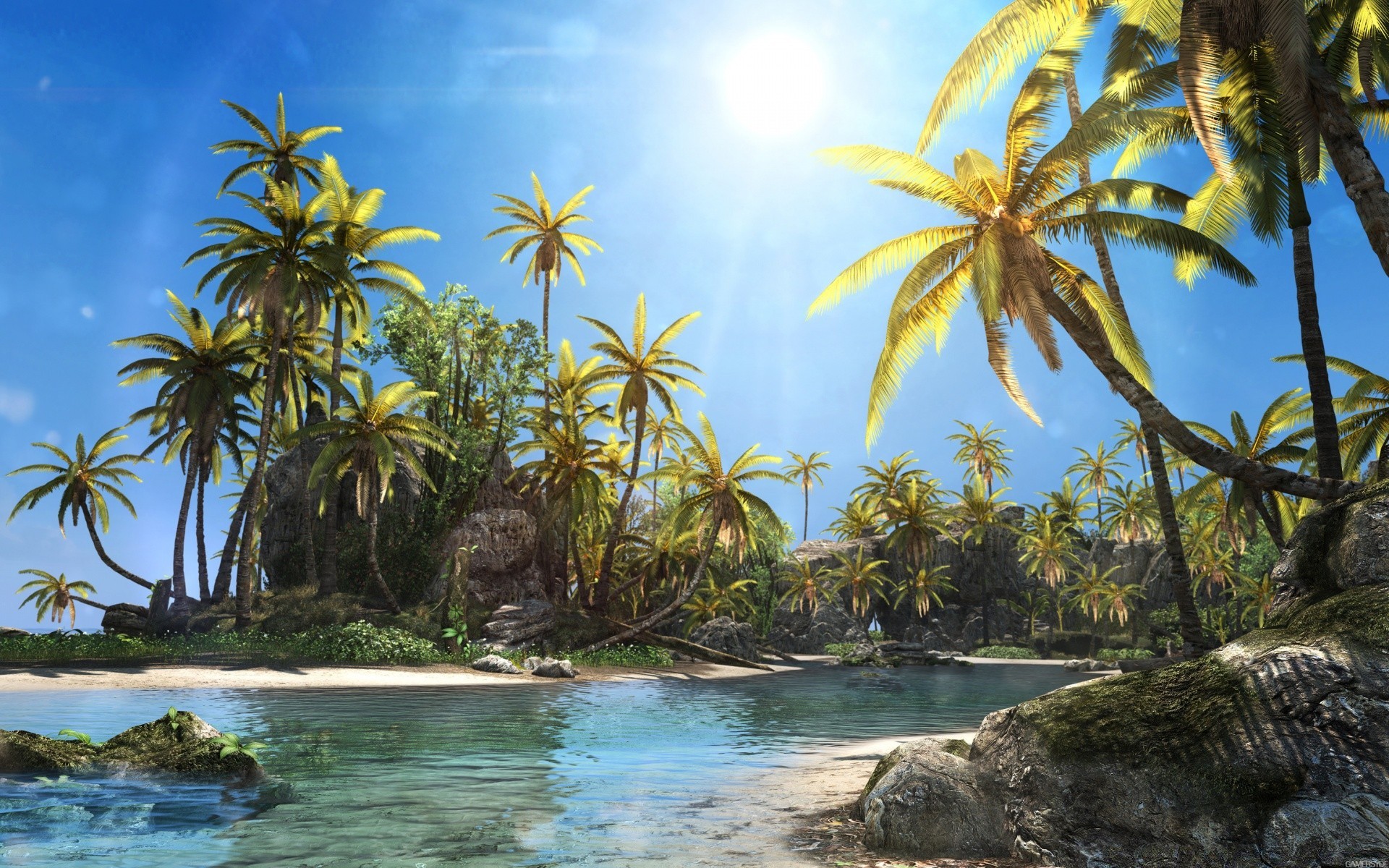 assassin s creed тропический ладони экзотические рай кокосовое пляж отпуск дерево остров лето воды путешествия моря курорт природа лагуна пейзаж солнце красивые океан