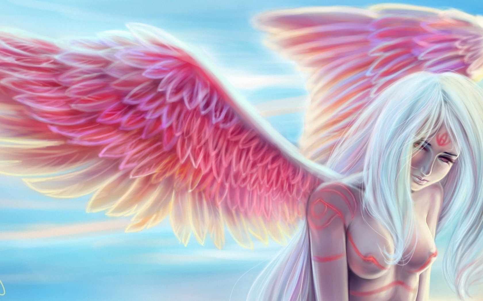 Красивые девушки из аниме с крыльями
