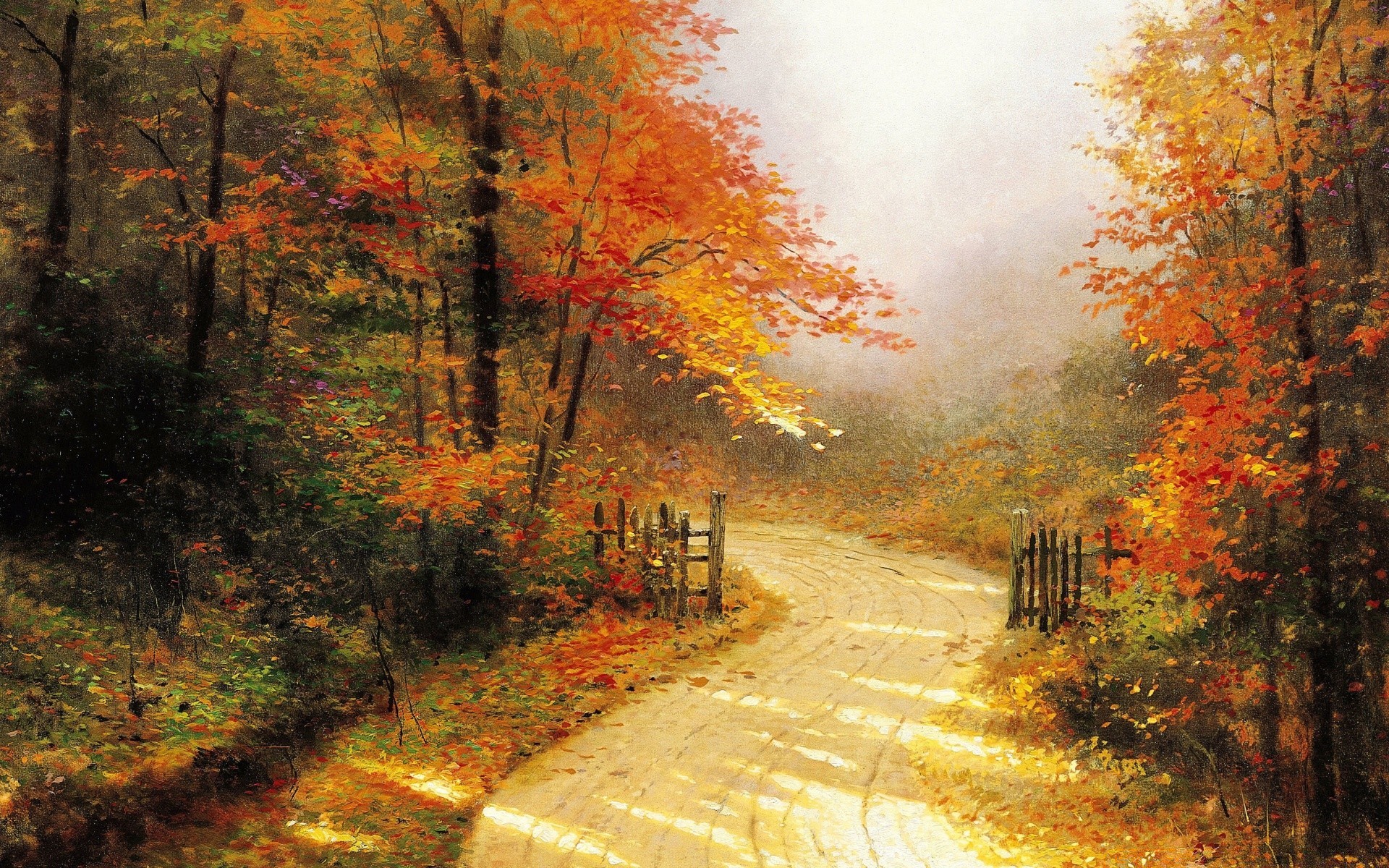 осень осень лист дерево древесины дорога пейзаж парк природа туман туман рассвет на открытом воздухе живописный сезон руководство кленовый сельской местности хорошую погоду пейзажи