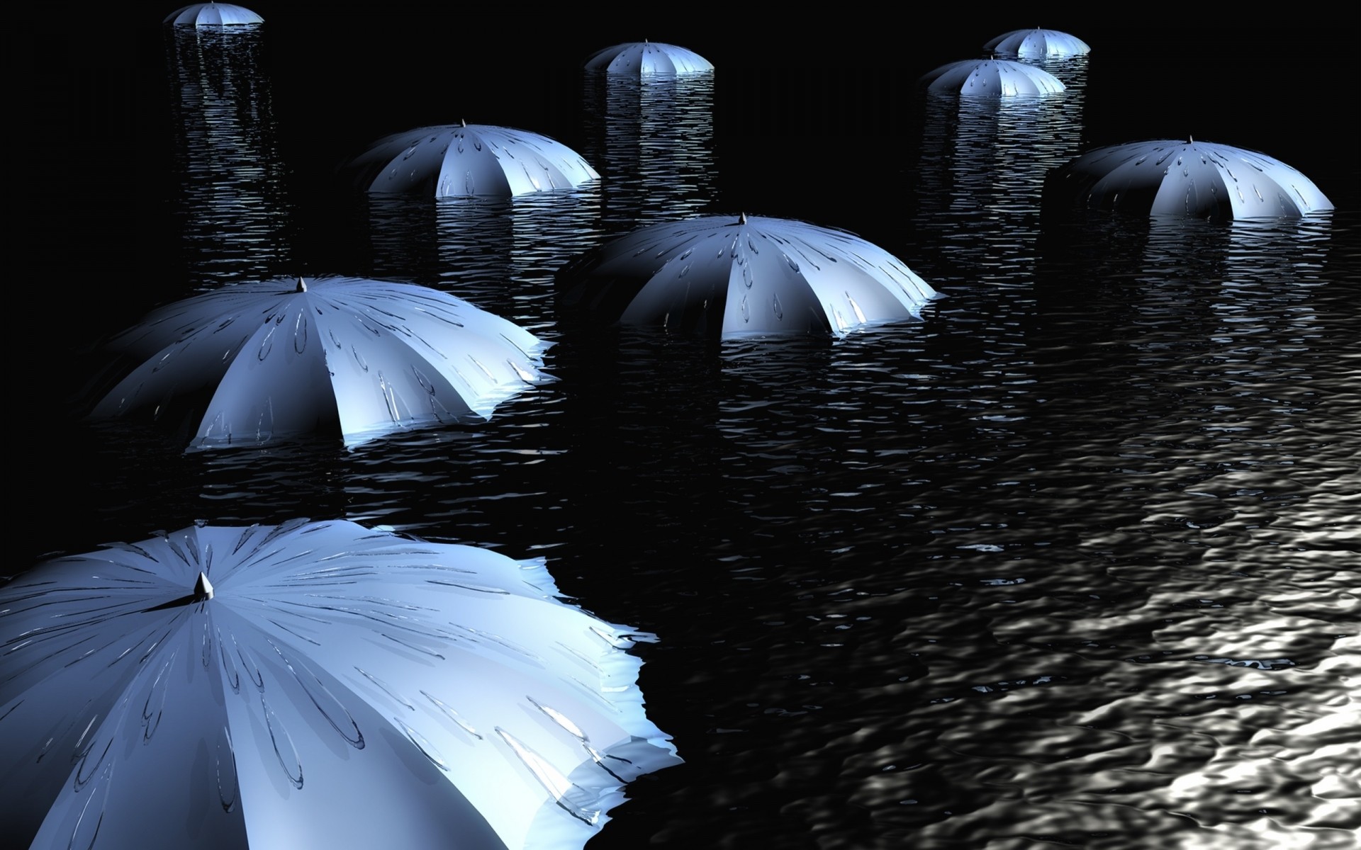 streszczenie deszcz parasol wody ciemny odbicie zima księżyc natura na zewnątrz monochromatyczny mokre ocean