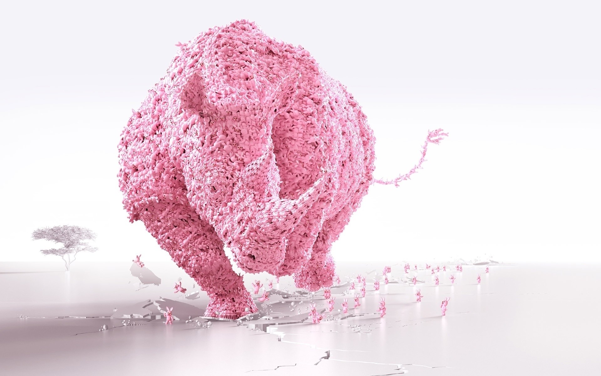animaux hiver froid bureau neige belle couleur rose rhyno