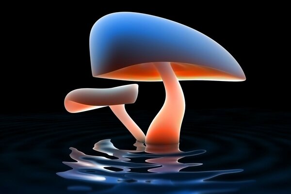 Abstract image of a mushroom on a dark background