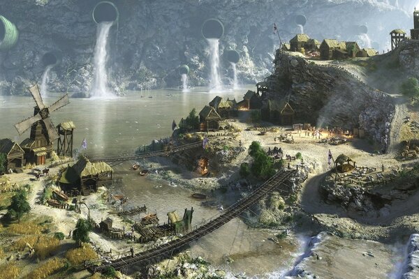 Fantasy village on the shore