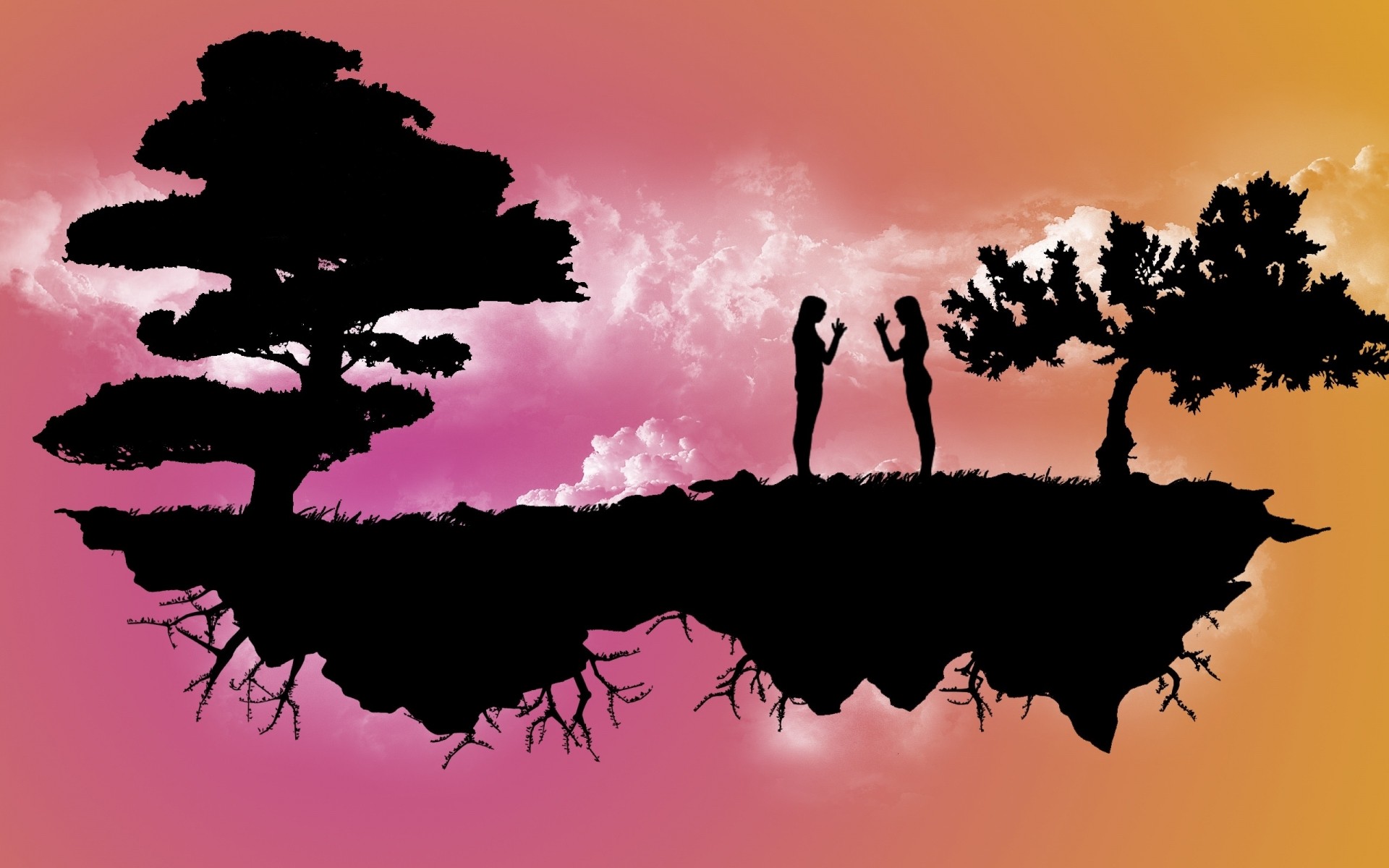 drawings silhouette tree sunset landscape sky nature dawn backlit outdoors