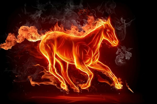 Abstract fiery galloping horse