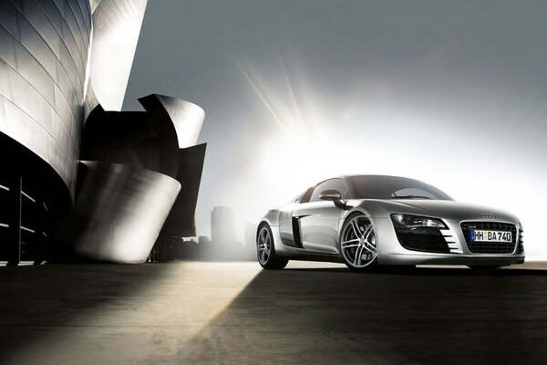 Audi car in the rays of light