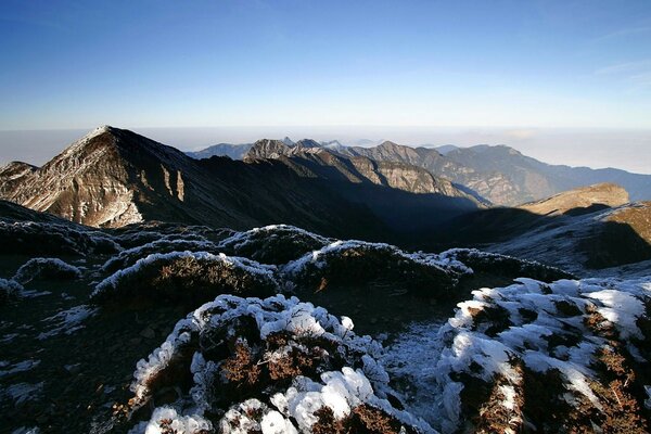 Snow in the mountains. snowy mountains. a journey through the snowy mountains