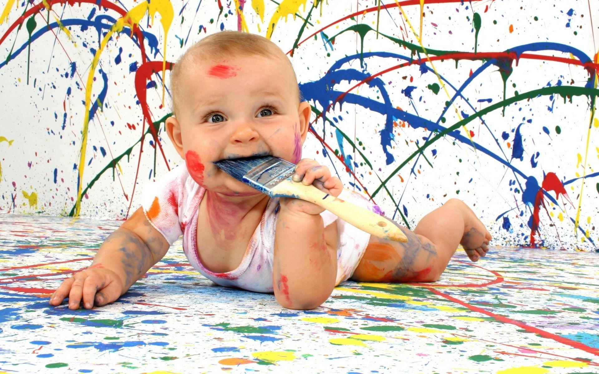 babies child fun little cute girl creativity baby beautiful happiness painting leisure play one boy joy portrait