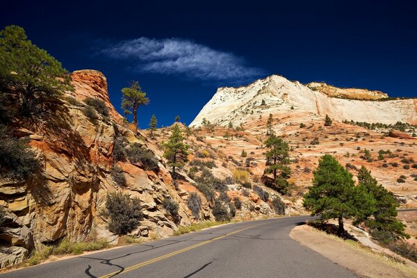 The road along the cliffs in the deserts