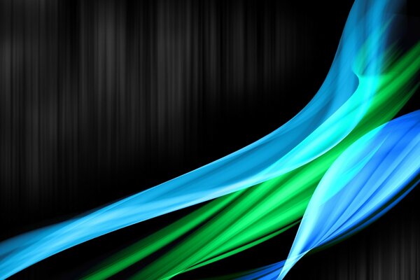 Desktop windows screensaver on a black ribbon background