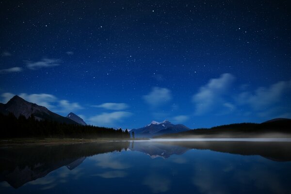 Night landscape of a mountain lake