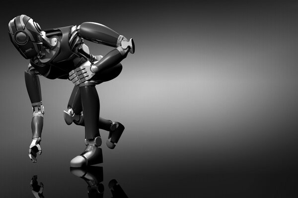 Robot en forma de hombre en monocromo