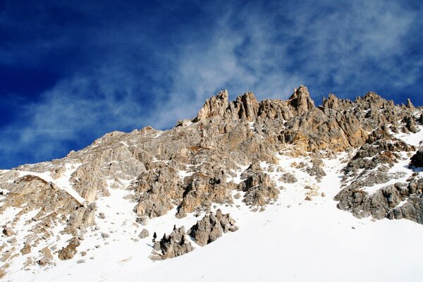 Snowy mountains during the day. cold winter landscape