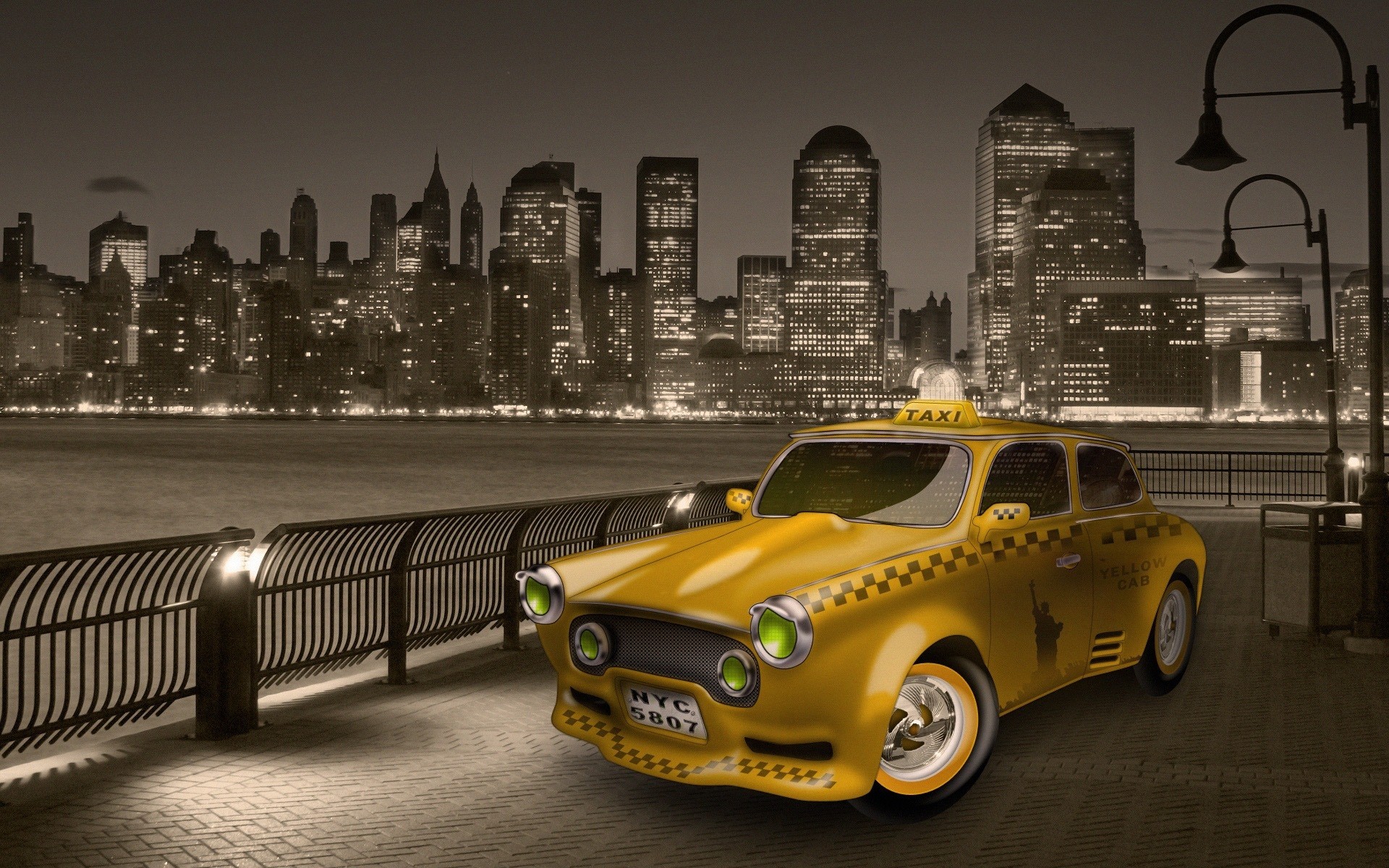 abstract car transportation system vehicle city street travel skyline taxi night