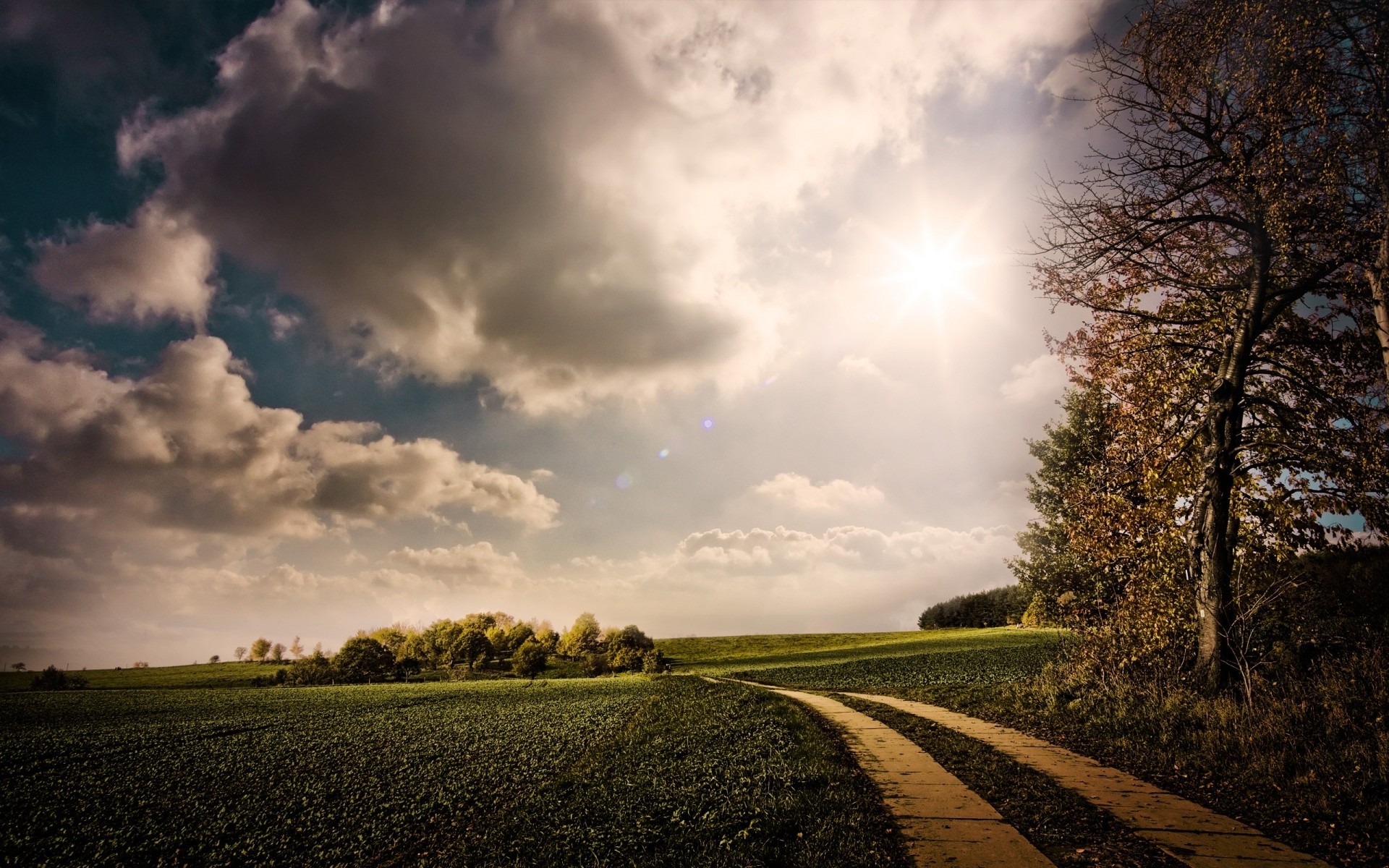 landscapes landscape sunset nature sky dawn tree fall sun rural countryside outdoors light field fair weather dark grass road storm evening fields clouds