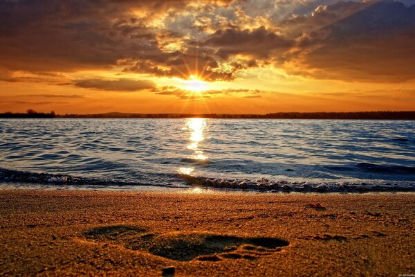 Beau coucher de soleil au bord de la mer