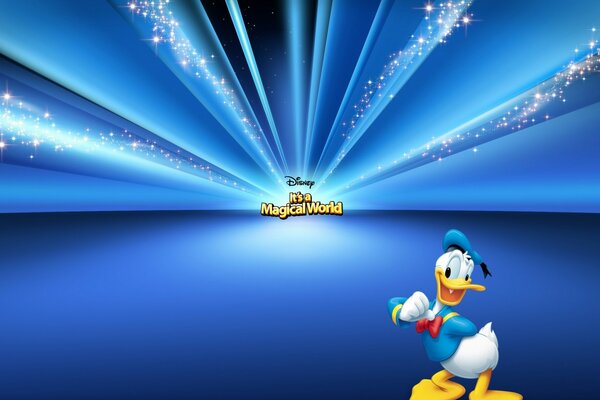 Pato Donald em um fundo azul brilhante