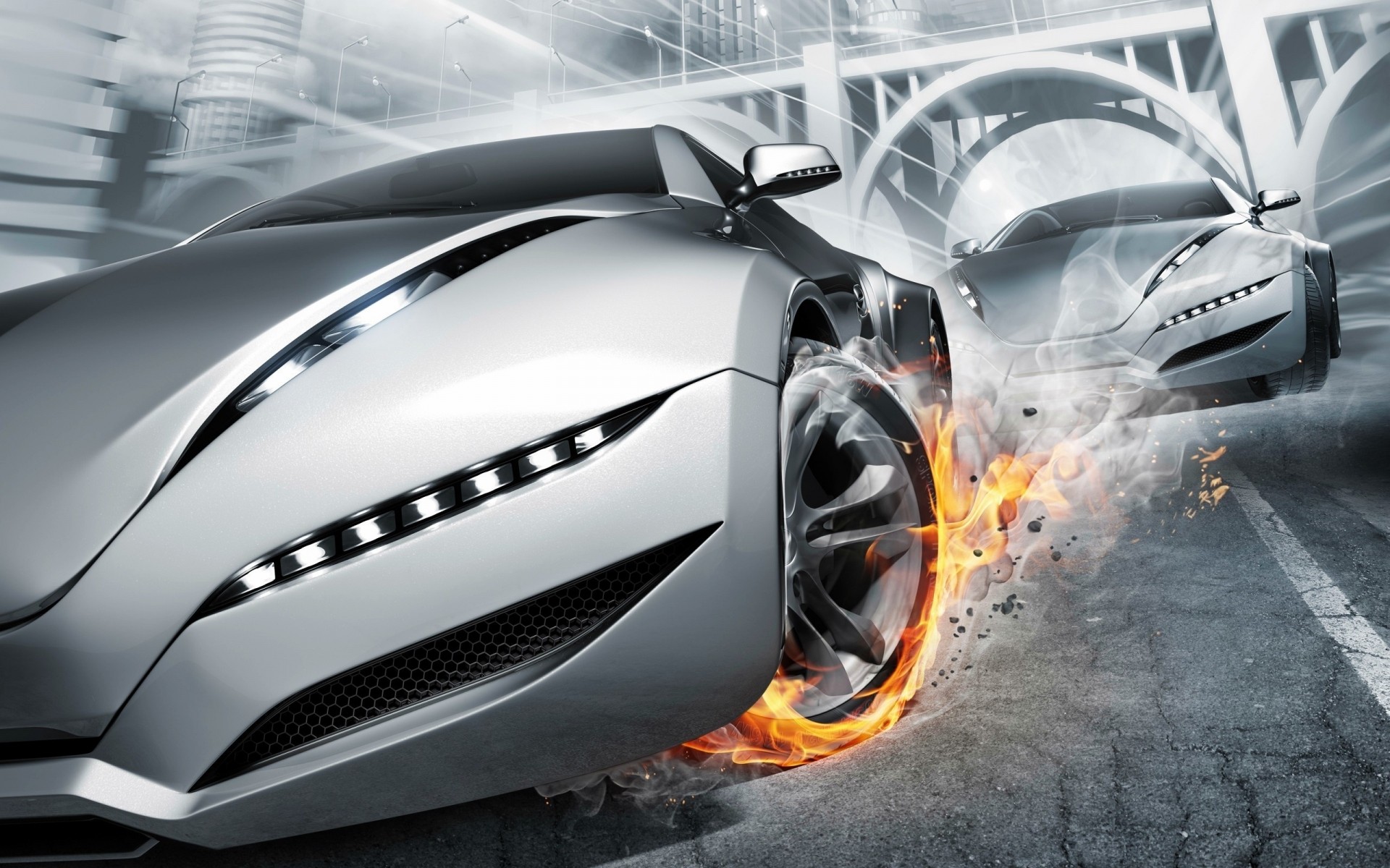 fire car transportation system vehicle fast drive speed cars