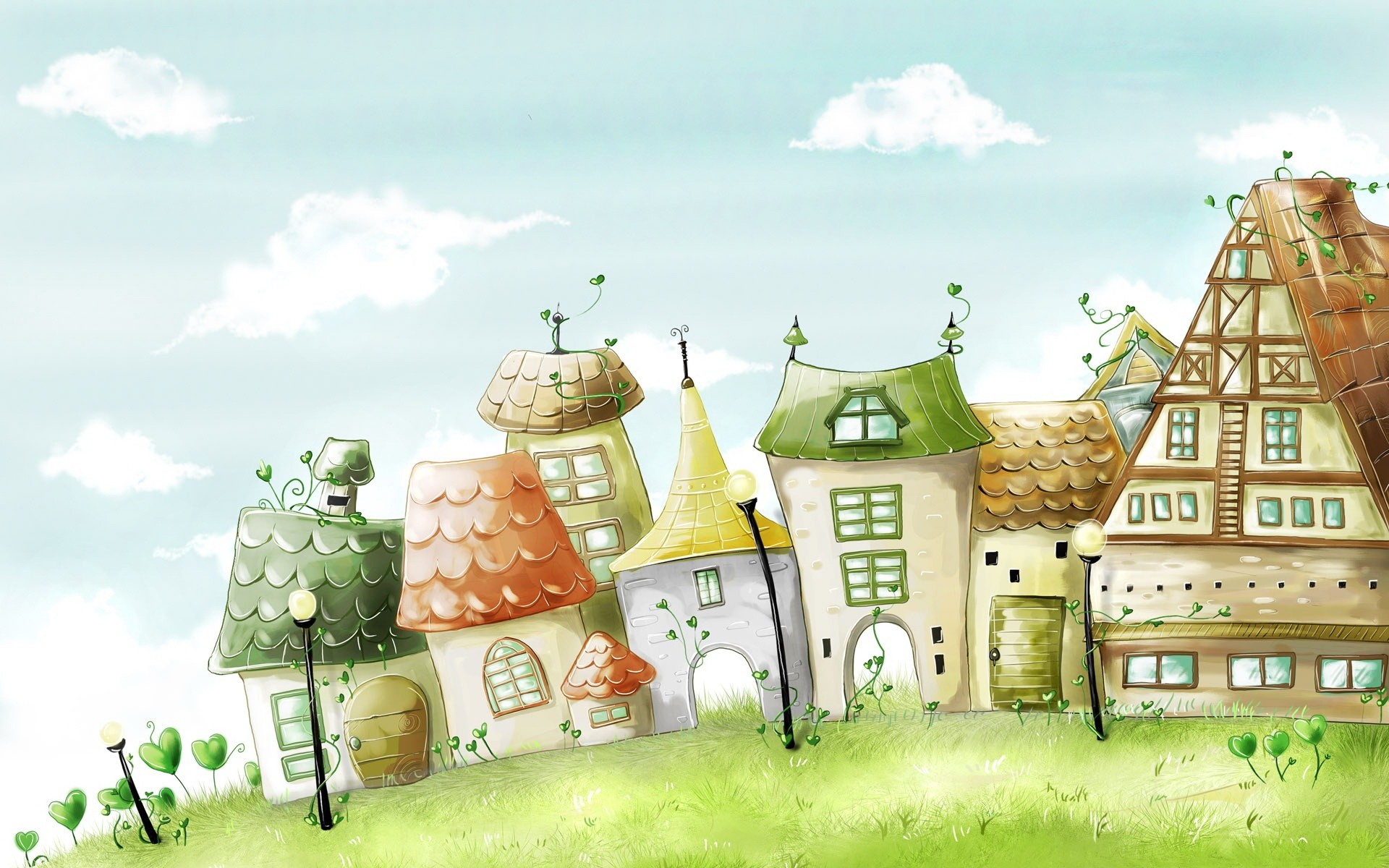 мультфильмы небо дом архитектура дом лето семья трава пейзаж крыши путешествия старый природа облако дерево мультфильм