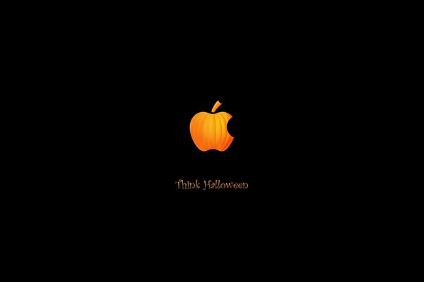 Image of the apple logo in the form of a Halloween pumpkin