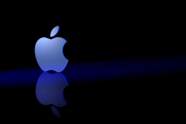 On a black background, the apple sign