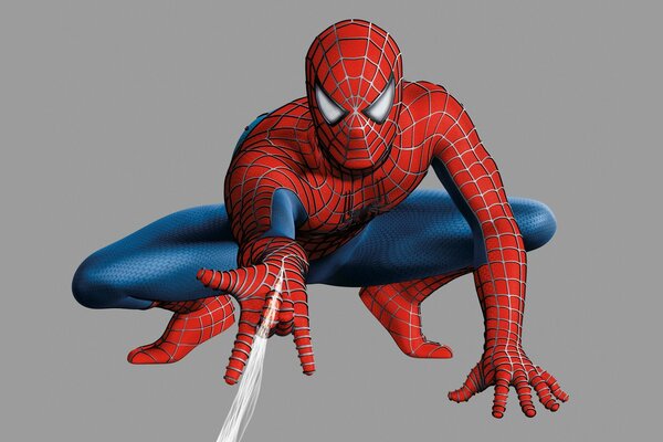 Spider-Man on a gray background