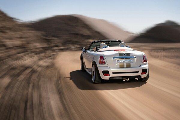 Mini roadster concept rear angle speed