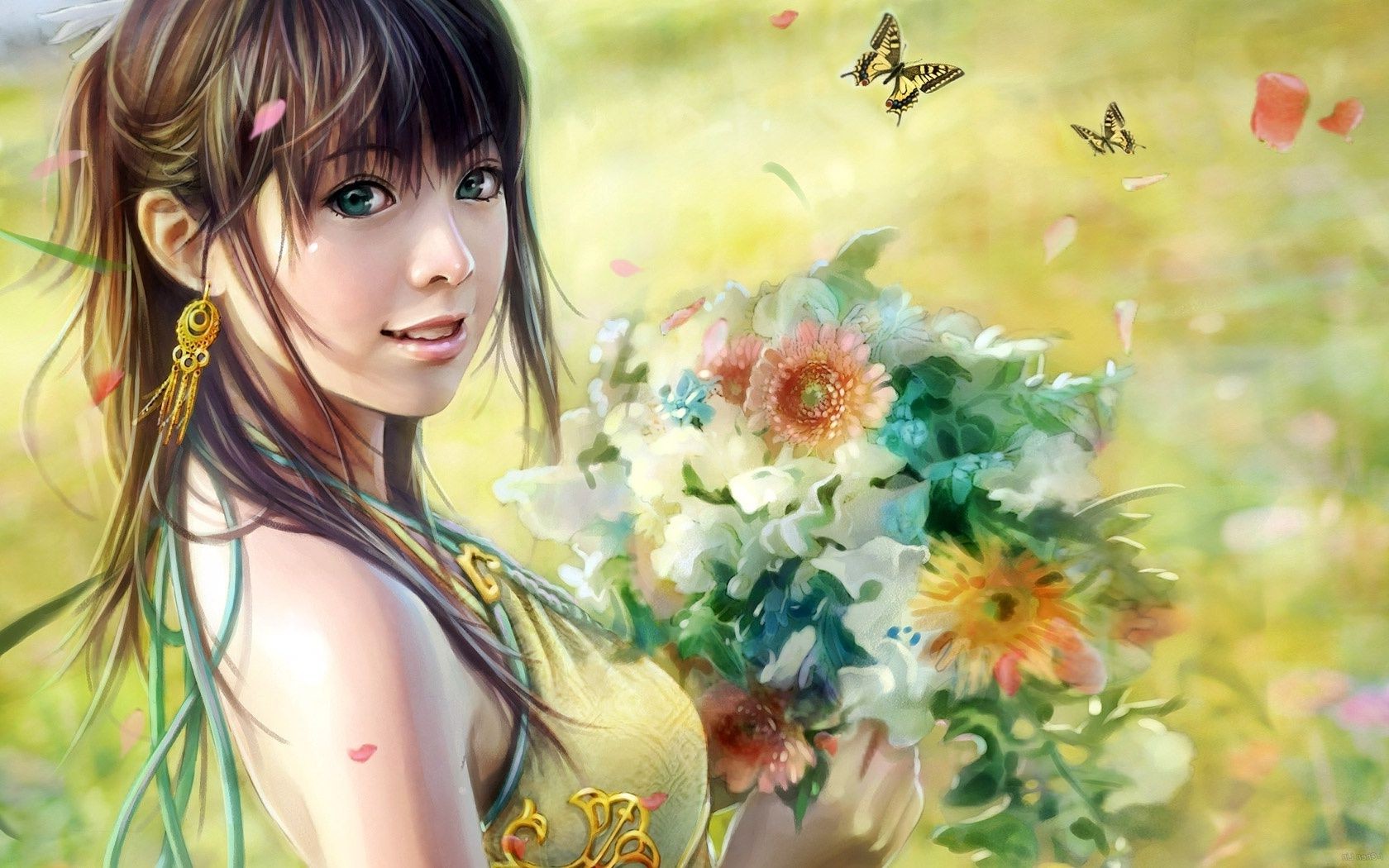 fantasy nature summer beautiful flower leaf girl woman