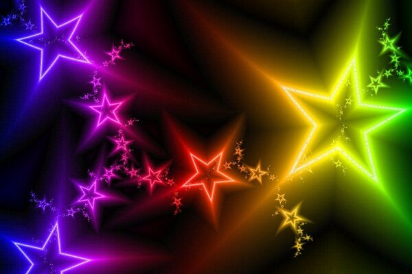 Multicolored stars on a black background