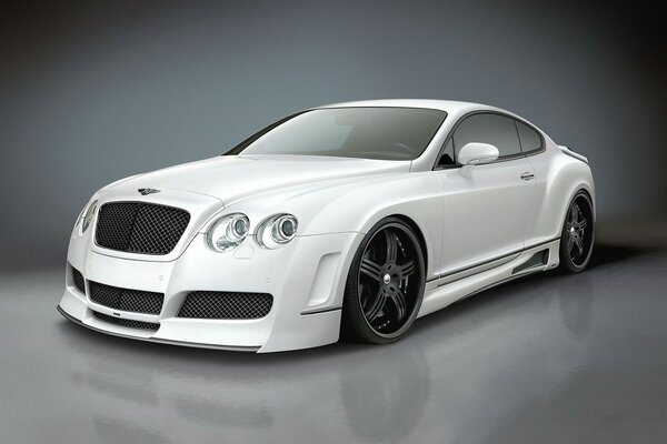 Low-slung white Bentley