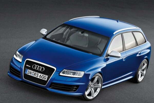 Blue audi on a gray background