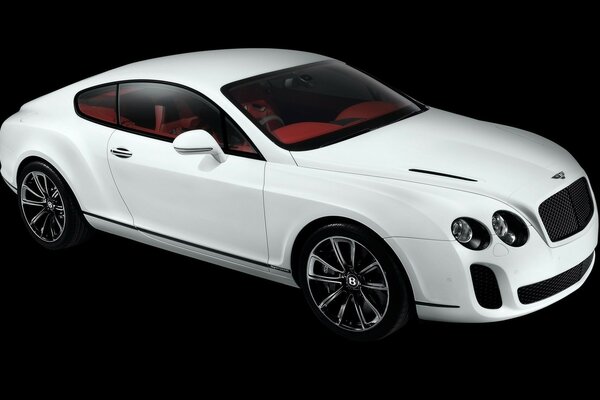 White Bentley with red interior