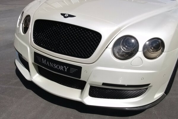 A powerful Bentley car. White