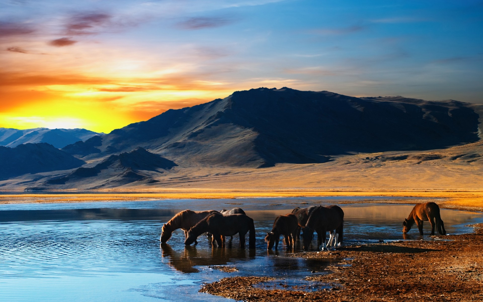 landscapes water sunset travel dawn sky outdoors evening landscape nature lake mountain reflection dusk snow