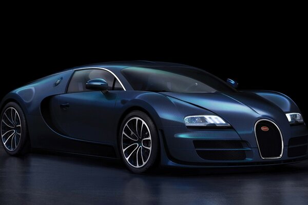 Coche bugatti de alta velocidad azul