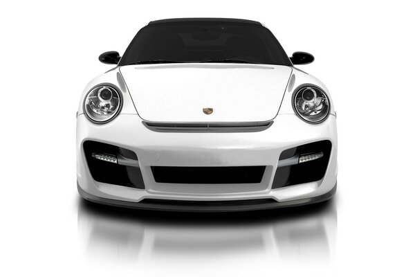 White Porsche on a light background