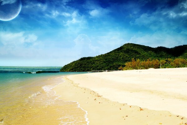 Azure coast with blue water and white sand