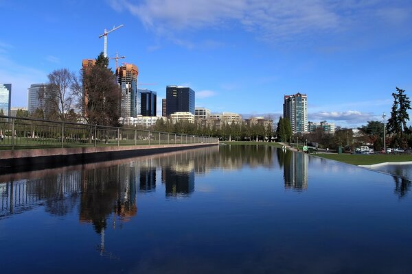 A modern city with high-rise buildings