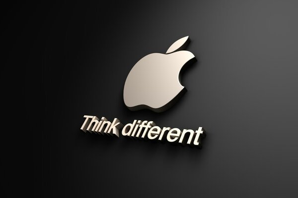 Silver Apple logo on black background