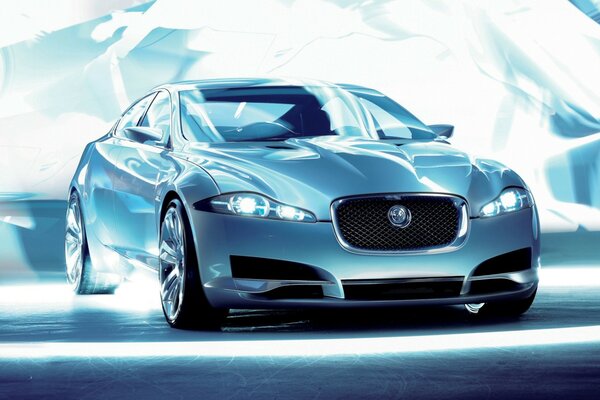 The handsome Jaguar is a stylish car