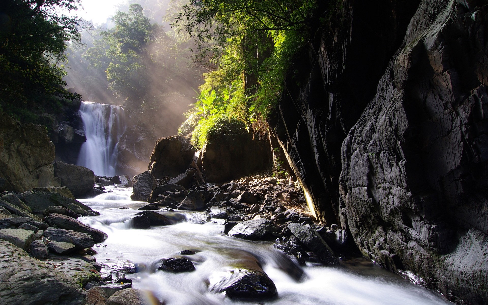 landscapes waterfall water river stream travel landscape rock outdoors nature wood cascade motion mountain fall wet tree rapids