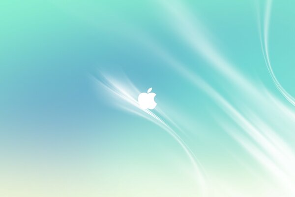 हल्के नीले रंग में एप्पल लोगो