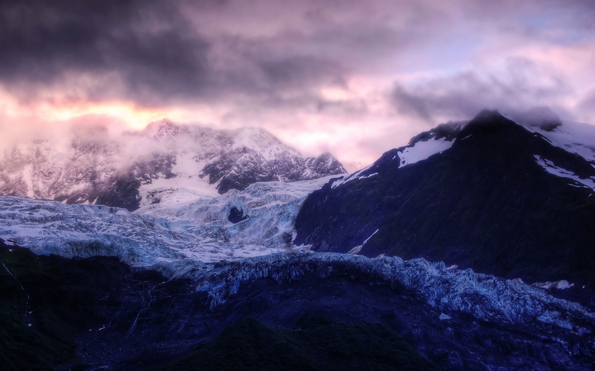 winter snow landscape mountain ice sunset volcano nature water glacier sky cold travel storm dawn scenic rock light mountains