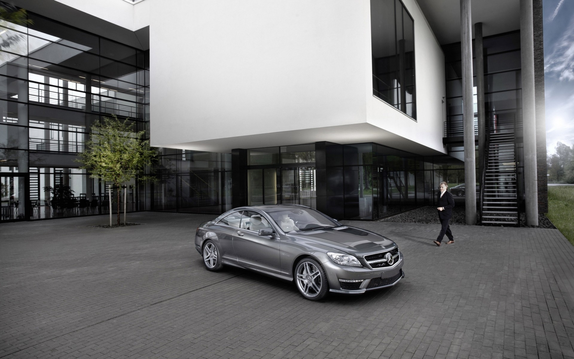 mercedes-benz carro rua urbano arquitetura cidade calçada moderno carro janelas luxo casa mercedes-benz sl sl amg