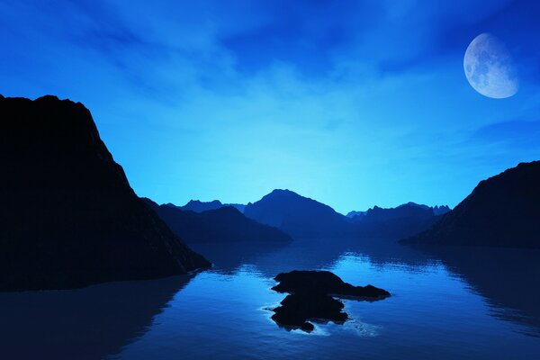 Reflection of the evening sky in the water